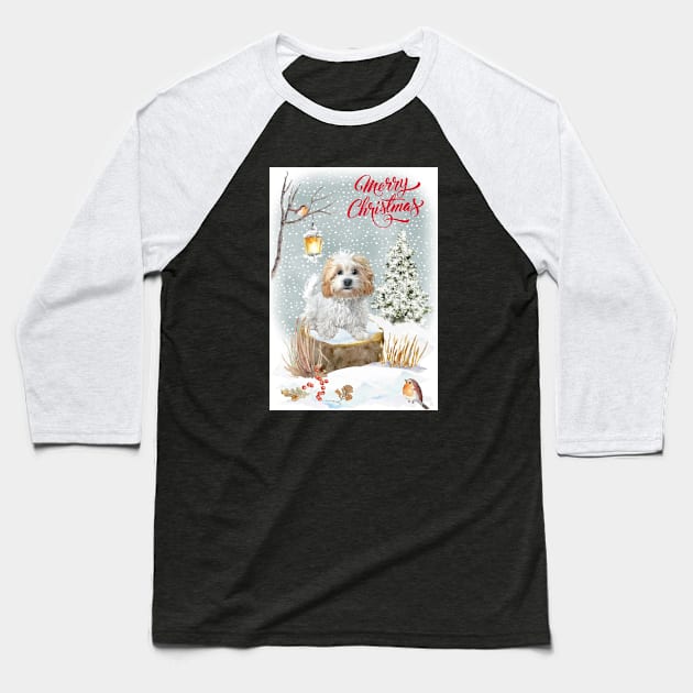 Maltipoo Merry Christmas Santa Dog Baseball T-Shirt by Puppy Eyes